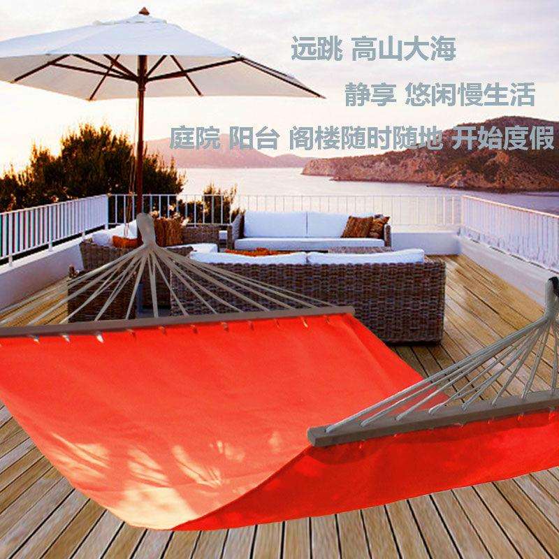 双人帆布带木棒吊床户外露营秋千加厚成人室内阳台庭院摇床吊椅
