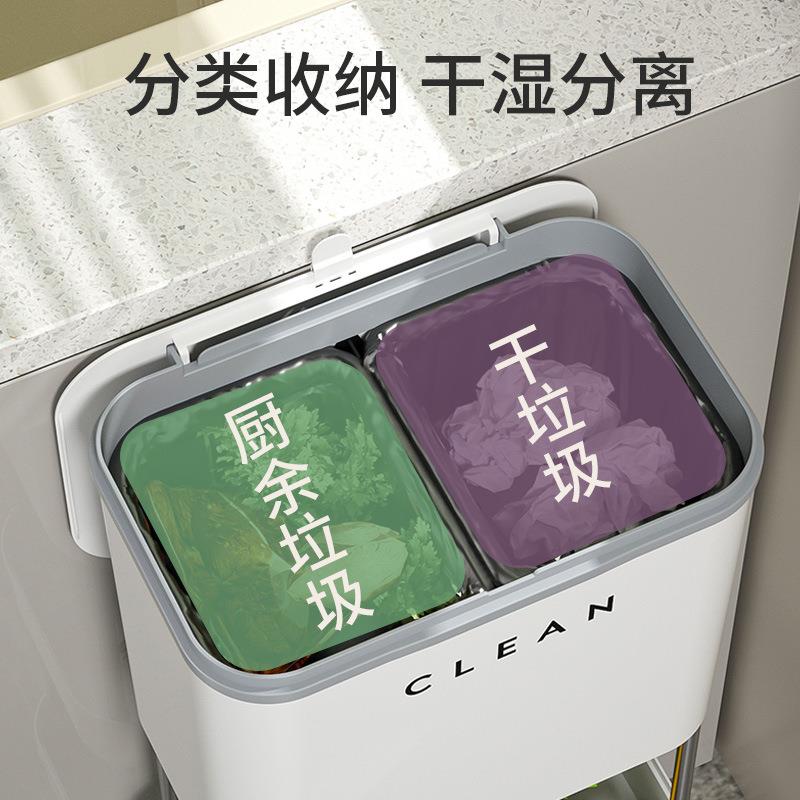 厨房垃圾桶带盖多层落地式滚轮可移动家用浴室多功能置物架收纳桶