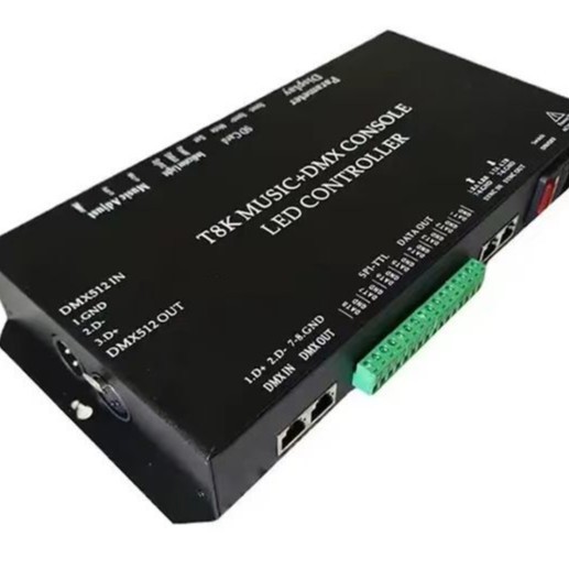 T8K幻彩跑马灯音乐控制器，8口DMX512幻彩音乐控制器，可连接控台