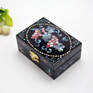 彩礼三金首饰盒古城推光漆器螺钿贝壳镶嵌扬州首饰盒名片盒外宾