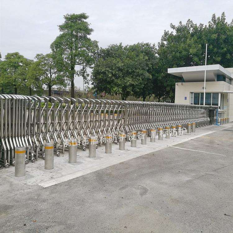 广州南洲水厂大门遥控自动升降挡车柱不锈钢路阻器景区防撞路桩