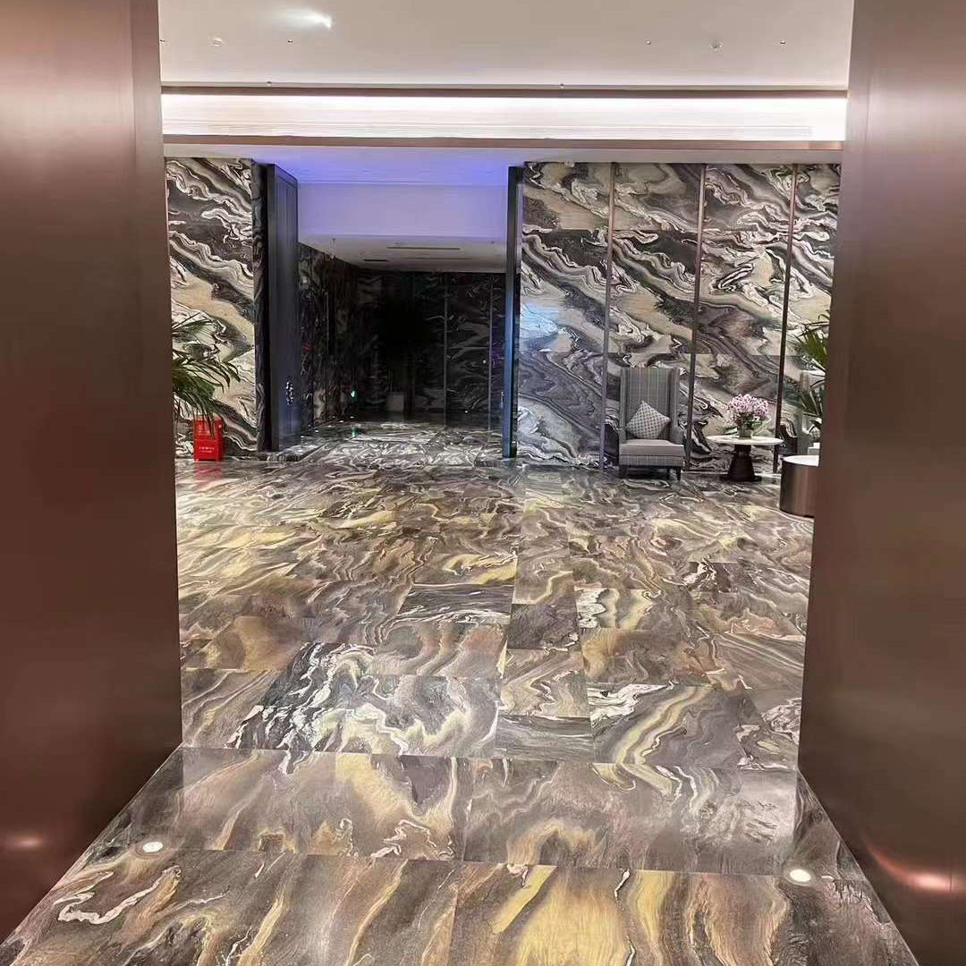 紫山水天然大理奢石 地板墙面天然石材通铺大理石餐桌台面