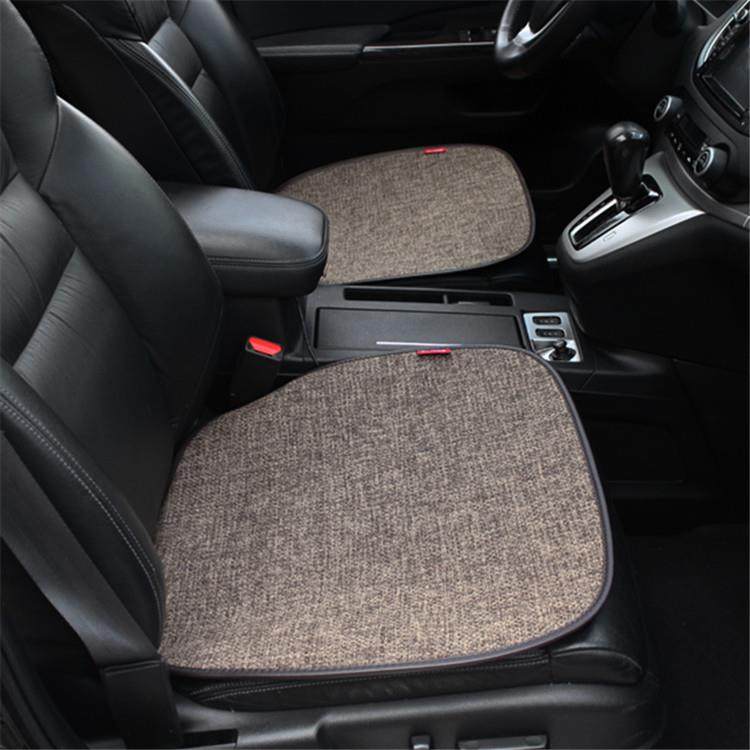 新品亚麻单片无靠背汽车坐垫免捆绑方垫气质座垫简洁三件套