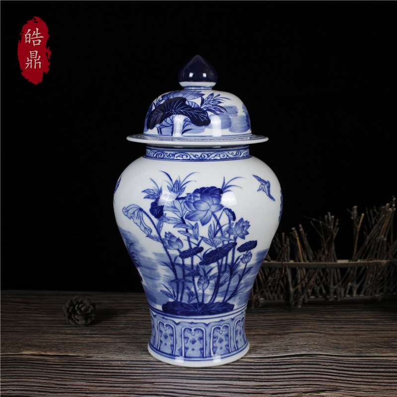 景德镇陶瓷器仿古青花瓷花瓶新中式插花客厅博古架电视柜家居摆件