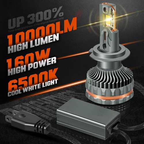 六铜管160W大功率汽车LED大灯H1H7H4H119005近光灯远光灯超亮