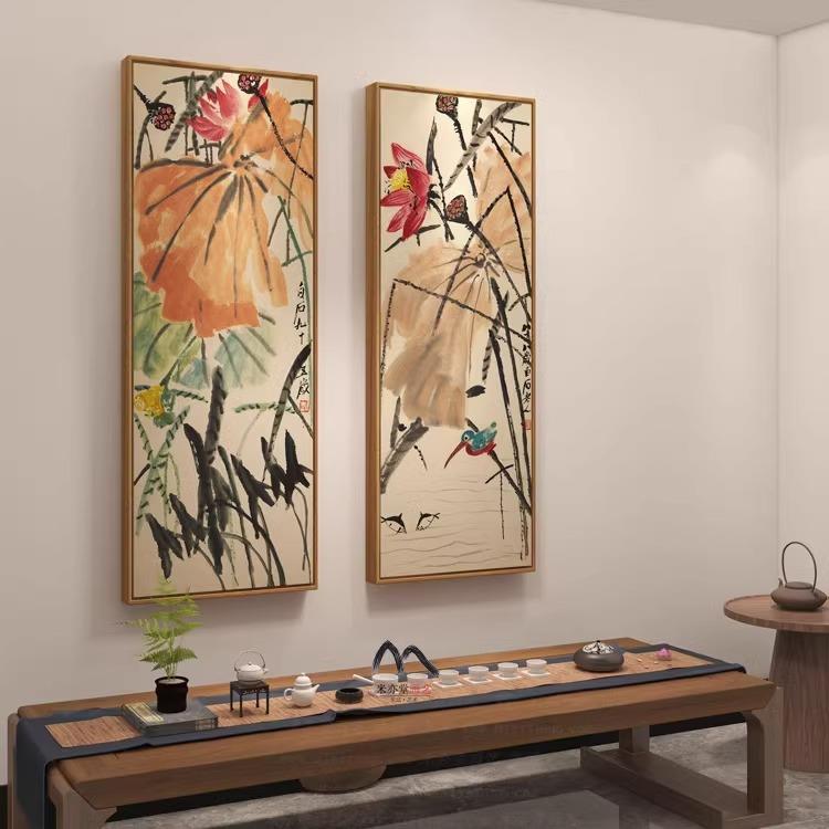 齐白石现代简约新中式荷花卉国画客厅餐厅书房玄关壁挂画