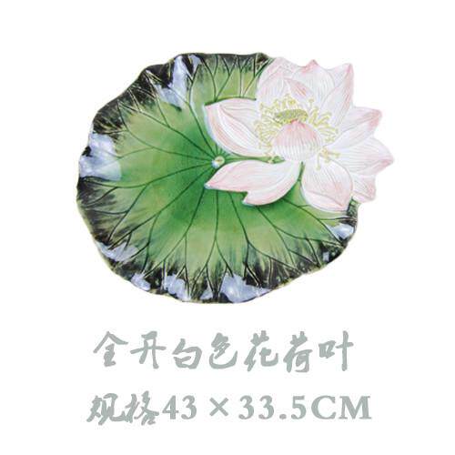 挂饰壁饰挂件餐厅背景中式墙壁墙荷花荷叶饰墙面陶瓷新客厅壁挂