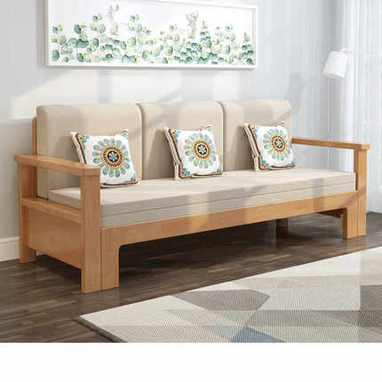 实木沙发床多功能可伸缩客厅坐卧双人1.5米可折叠小户型推拉两用