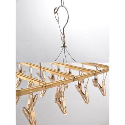 A6L晾衣架多夹子晒袜铝合金晾衣夹不锈钢凉内衣架多功能婴儿童挂