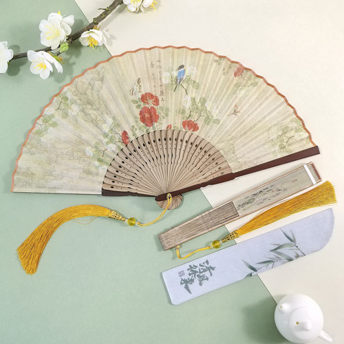 绢布仿古折扇复古风女扇子