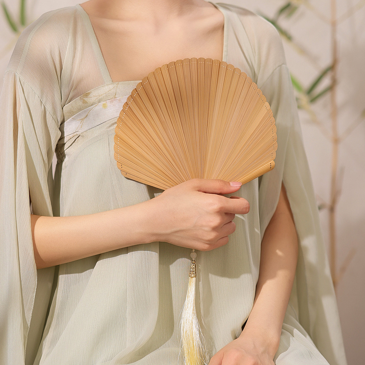 全竹折扇古风汉服扇子中式便携竹扇夏天随身纳凉国风女式折叠扇夏
