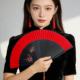 梅花扇子红黑折扇汉服旗袍折叠扇易开合舞蹈扇演出道具头青竹扇夏