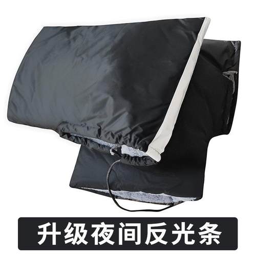 电动车把套保暖冬季加绒加厚皮革大口踏板跨梁自行车带反光条手套