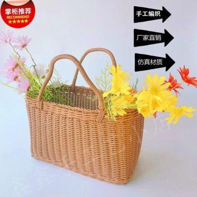 田园藤编收纳篮收纳篮购物篮小竹篮礼品篮柳编水果篮手提买菜篮子