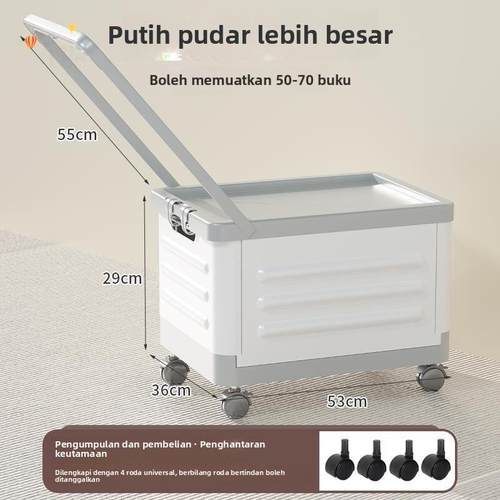 收纳书箱拉杆小推车带轮子可折叠教室装收中学生书本箱整理