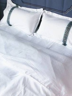 厂新宾馆酒店床上用品布草纯白色床单被套四件套织带民宿风三件销