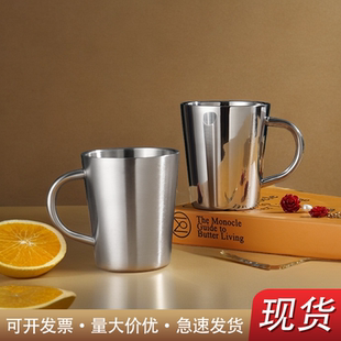 304不锈钢水杯新款 马克杯办公室咖啡杯带把手防摔杯冷饮杯防摔杯