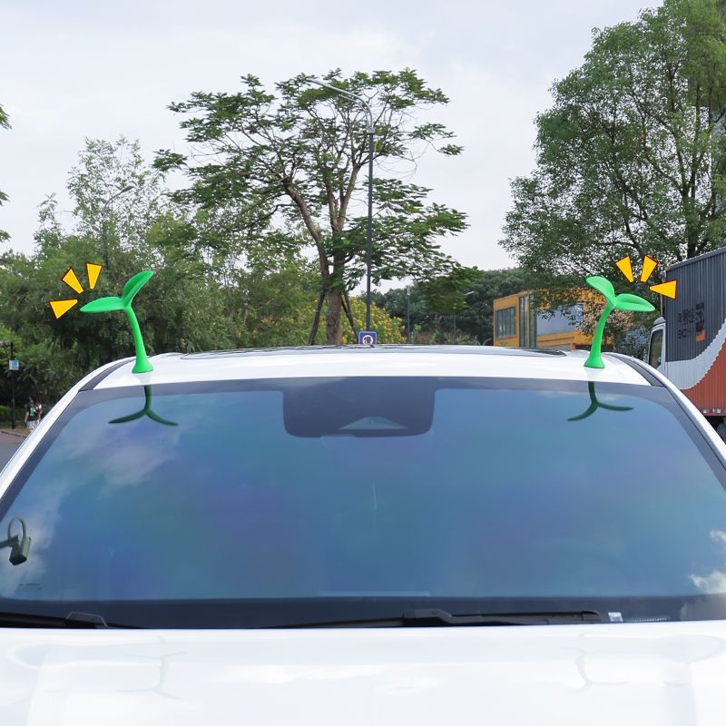 电瓶车车顶小树苗装饰贴通用四季可爱卖萌3D立体防水家用汽车