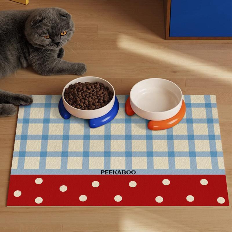 猫咪家用吃饭地垫宠物餐食垫防溅防滑不沾毛可擦净食碗垫子