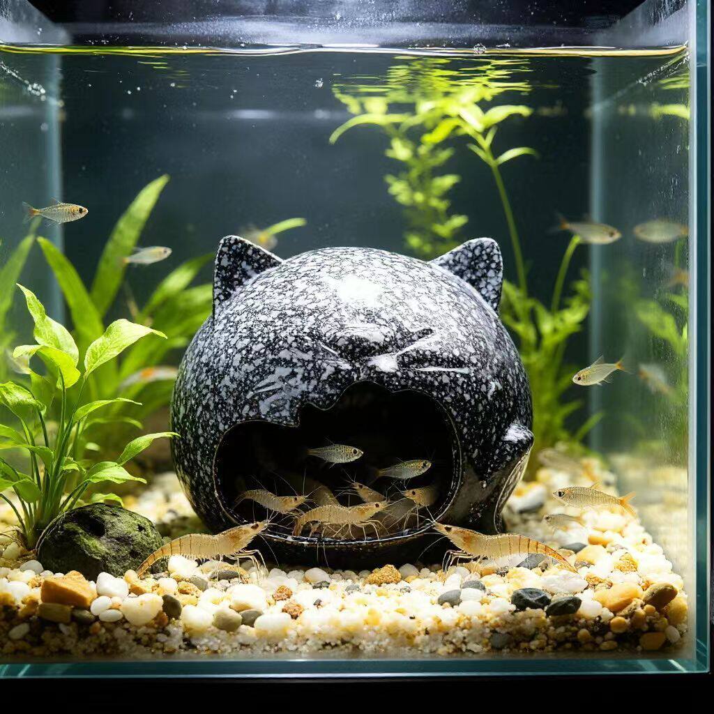 陶瓷躲避屋鱼缸造景摆件鱼虾躲避洞虾窝繁殖水族箱装饰小鱼藏身屋