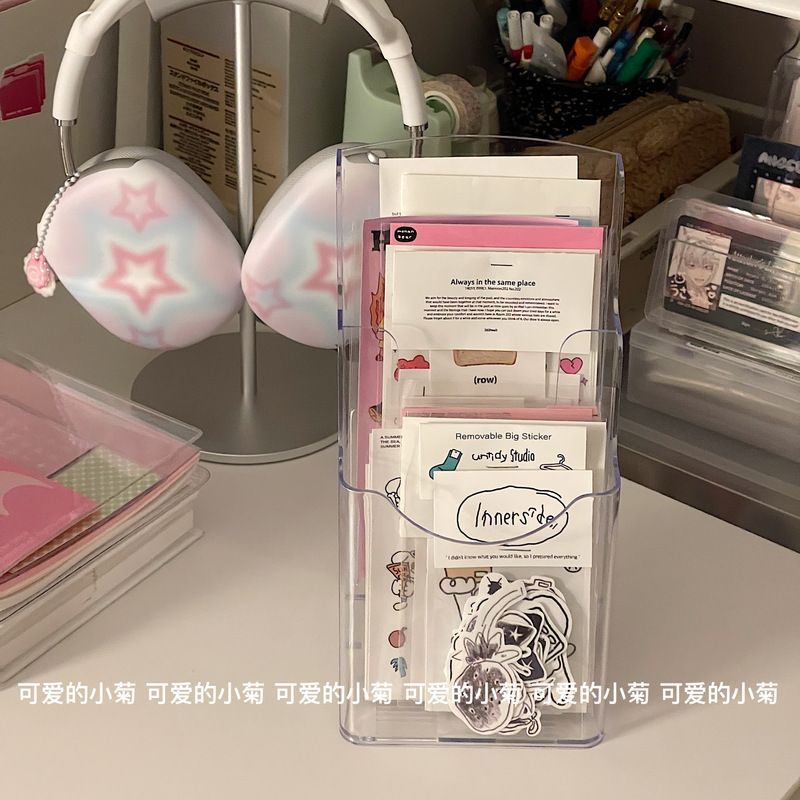 桌面小物件明信片阶梯透明收纳架卡片贴纸资料陈列展示架