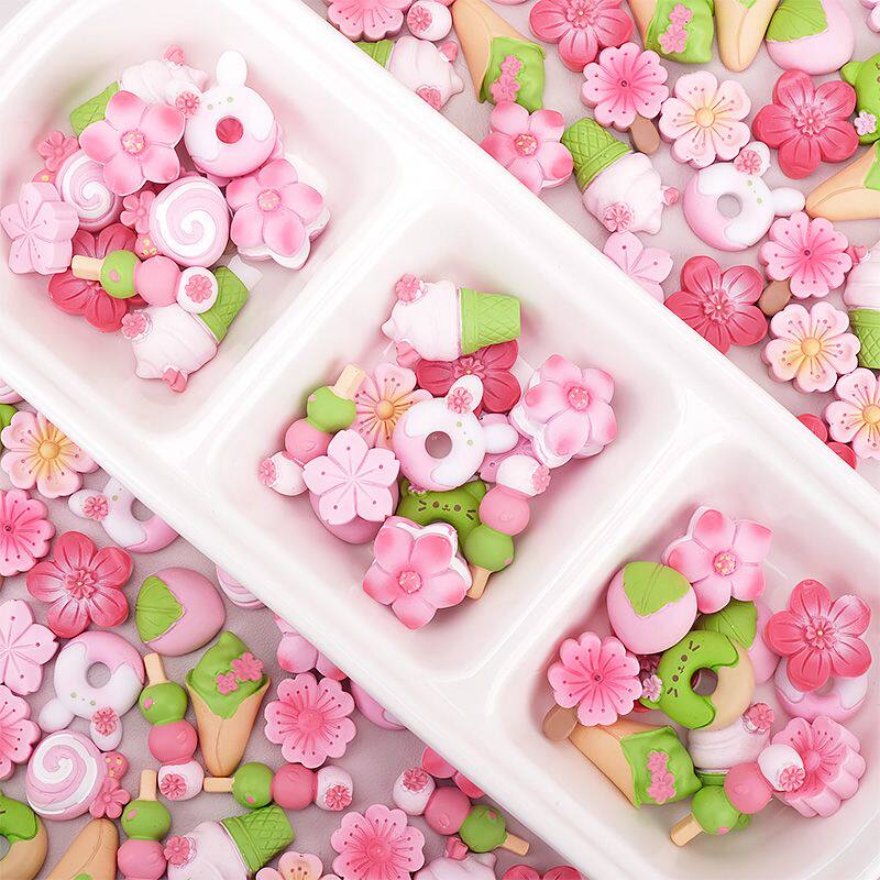 树脂樱花花朵配件DIY手工饰品手机壳发饰电动车冰箱贴