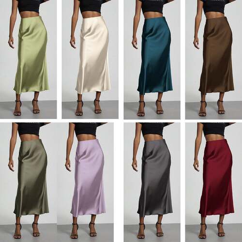 Women Color Skirt Ladies Clothes Seasons Chic Bottom