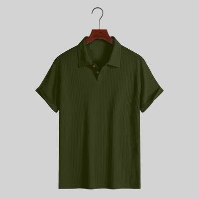 Men Knit Henley Curved Hem Tee Regular Casual Sleeve Round