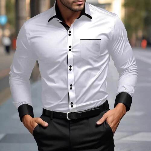 �Men's Fluorescent Stretch Collar Shirt, Night Club Party