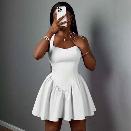 Straplie Dress White Mini