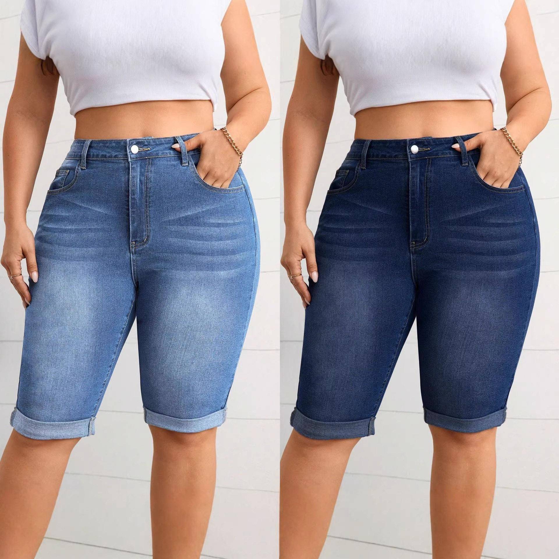 Tess Tummy Control Rise Navy Bermuda Shorts High