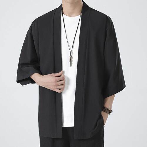 Men Color Open Front Jacket Regular Casual Comfy Kimono
