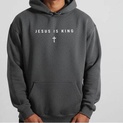 Men's Jesus Is King Cross Graphic Hoodie - Cotton Blend