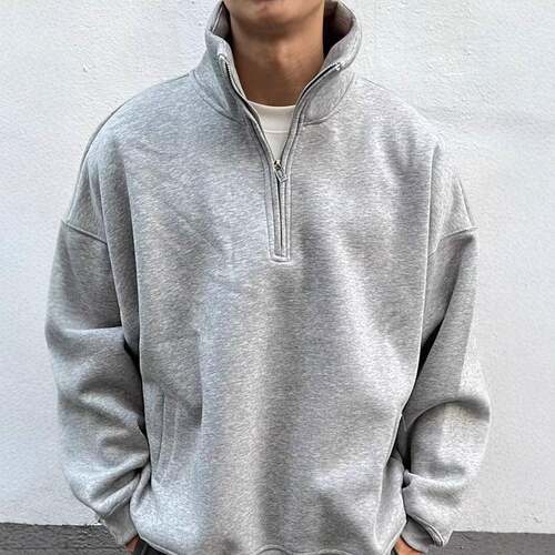 Men Plain zip Knit Sweatshirt Regular Fitted Casual