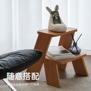格度生活梯凳多功能边几可移动小桌子实木简约客厅家用沙发小边几