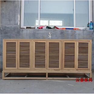 玄关柜 北方榆木餐边柜实木储物收纳柜靠墙茶室家用置物柜新中式