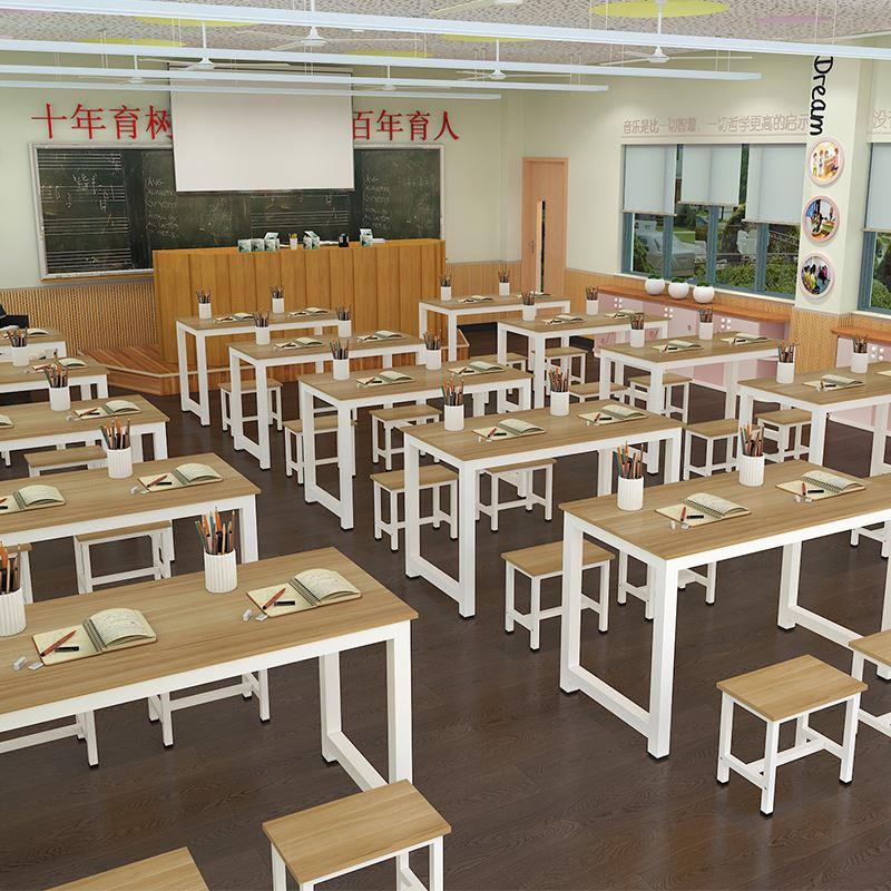 .儿童美术桌绘画桌培训班课桌椅小学生书桌学习桌双人辅导班培训