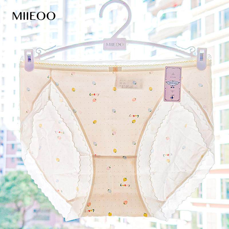 秘语女士内裤青柠时光透气薄款抗菌中腰高开叉新款三角短裤62012