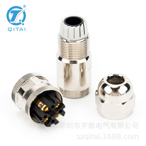 M12-M04T/F04T 金属直头对接公母插头 4/5/8芯 防腐防锈 连接器