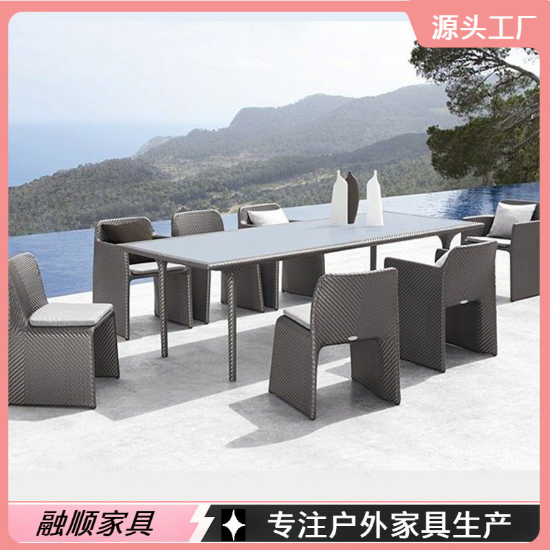 户外藤编卡座沙发露台阳台庭院花园酒店桌椅外摆餐桌双人卡座家具