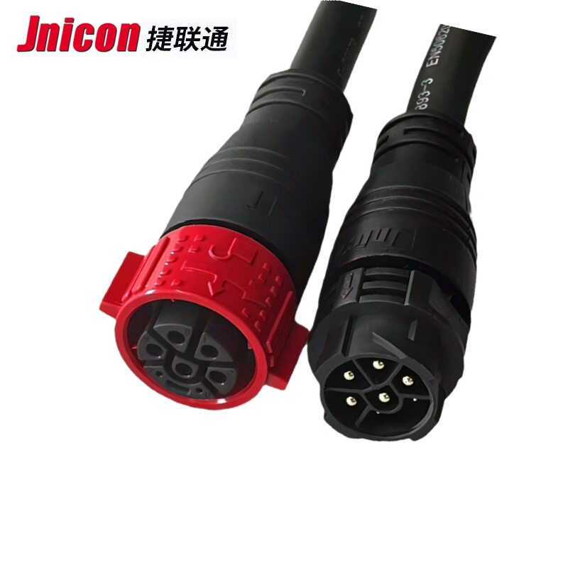 M25自锁5+2芯防水连接器 电动车充电桩防水插头 16A 32A欧标插头
