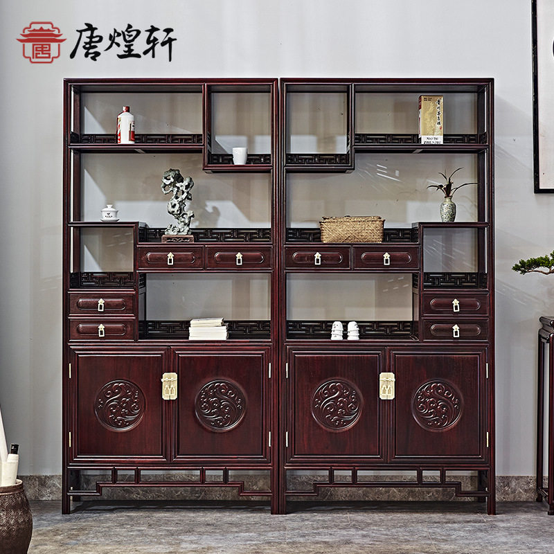 特价血檀家具中式博古架非洲小叶紫檀多宝阁陈列架客厅实木收纳架