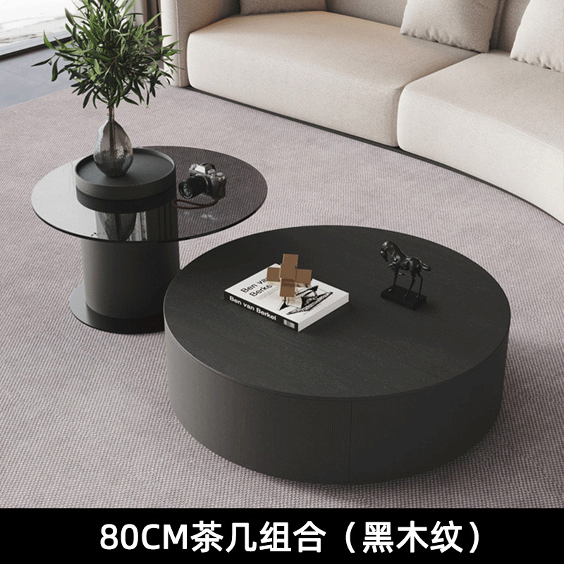 电视柜组合轻奢家用大小客厅现代简约钢化玻璃边几批意式圆形茶几