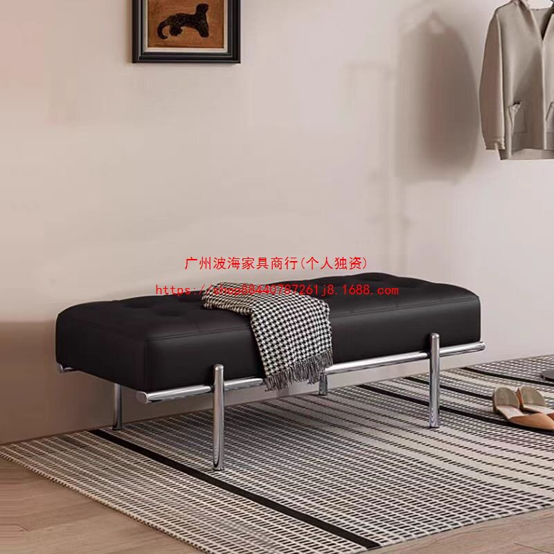 新款不锈钢玄关卧室换鞋凳家用极简设计师长条凳意式床尾凳沙发凳