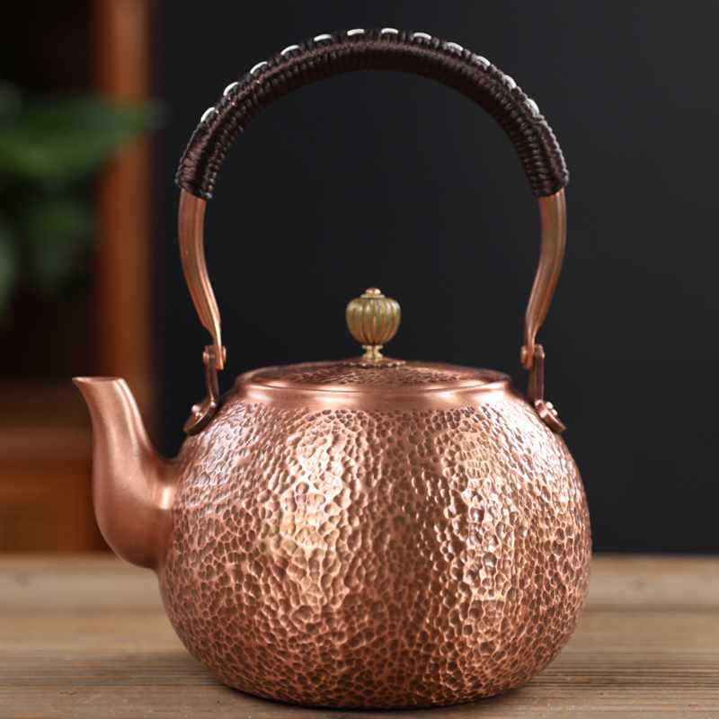 ?铜壶烧水壶煮茶壶手工纯紫铜茶壶红铜家用沏茶壶茶具电陶