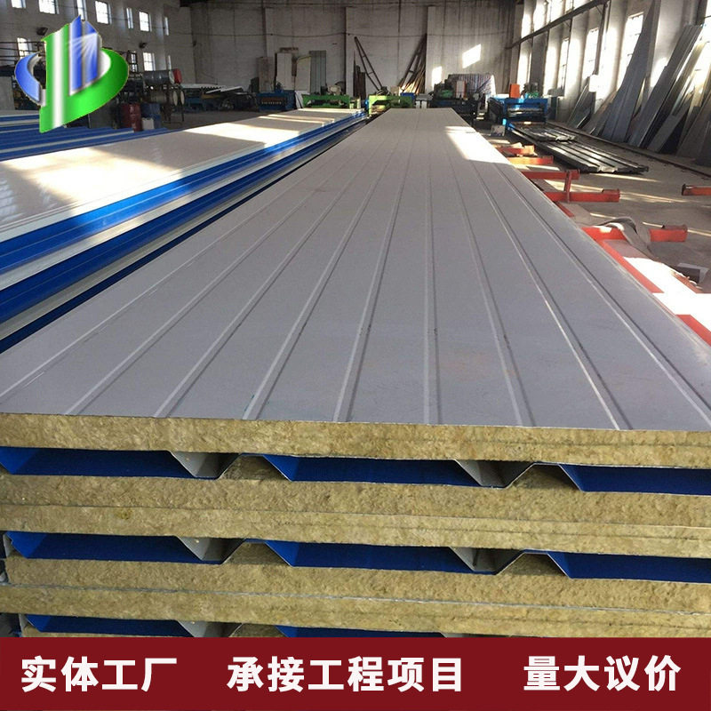 建筑夹芯板隔音围挡活动板房临时搭建岩棉彩钢板工地拼装围档护栏图片