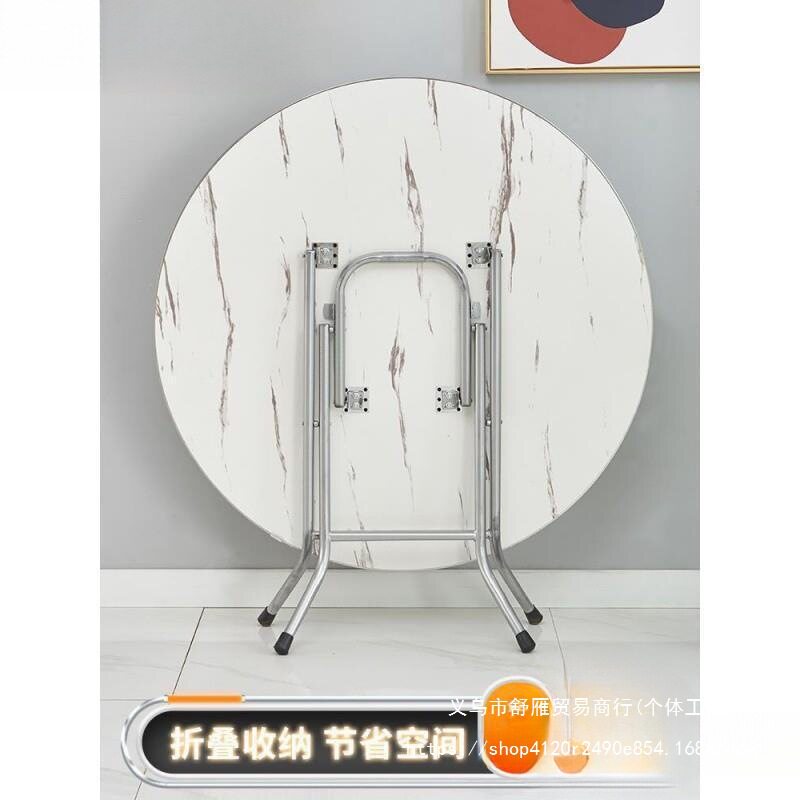 折叠桌餐桌简易饭桌家用吃饭桌子小户型省空间老式靠边站商用圆桌
