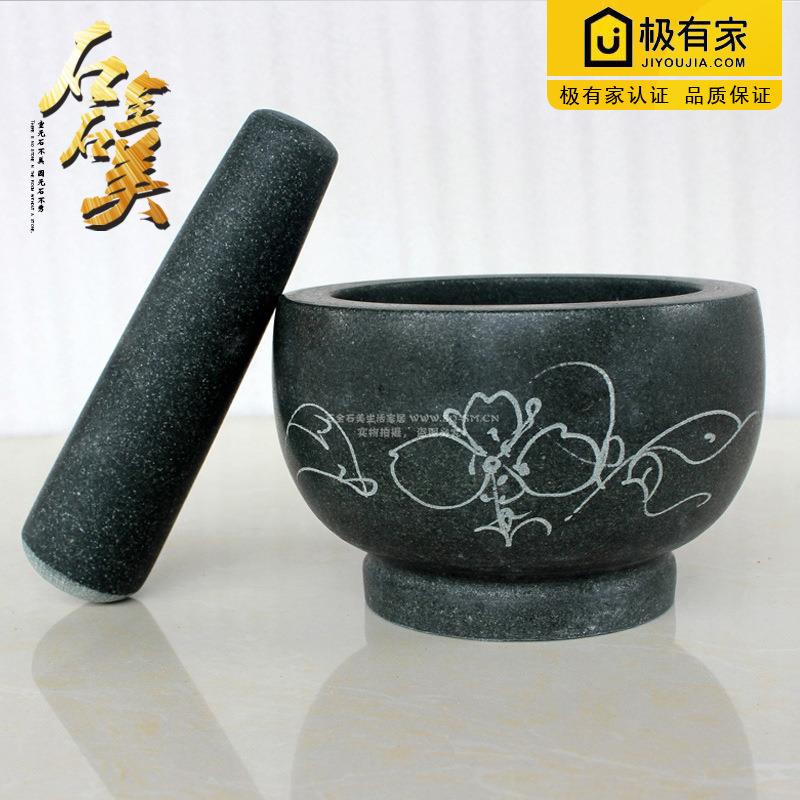 青石石臼20CM捣蒜臼捣药罐家用蒜泥器蒜捣蒜器压蒜包邮剥蒜