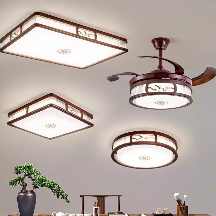 新中式LED风扇吸顶灯客厅餐厅