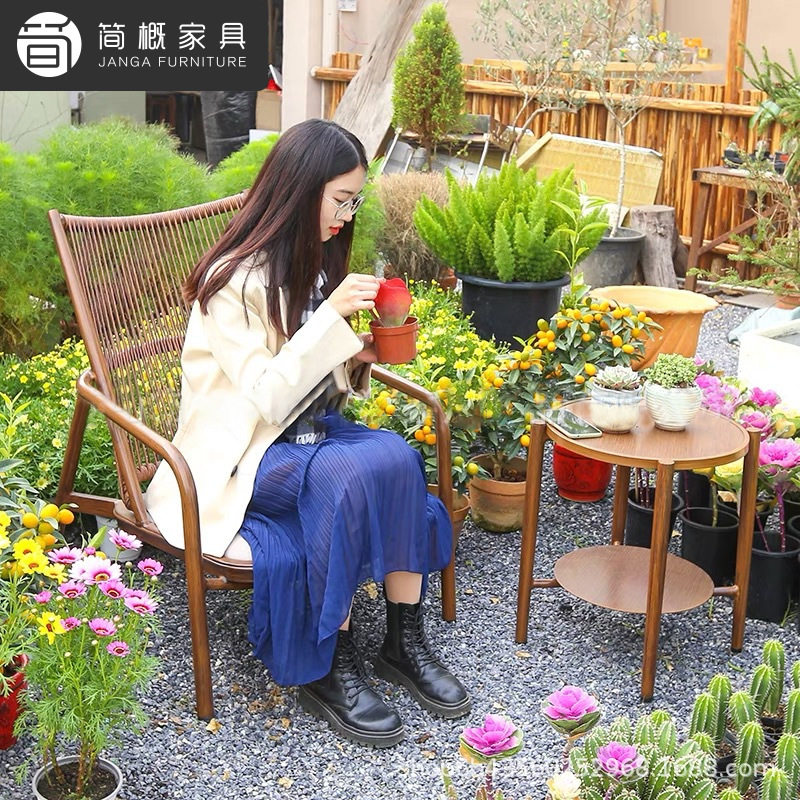 户外阳台网红单人藤躺椅茶几